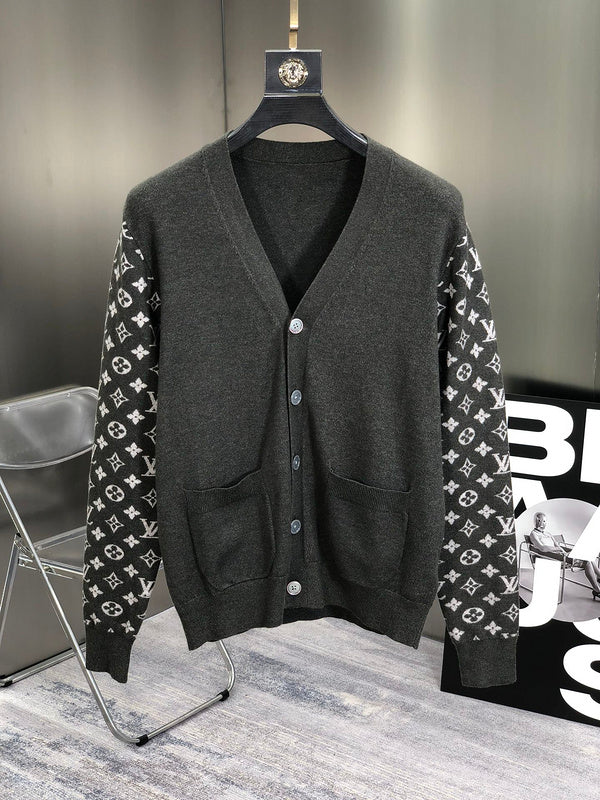 Back view of Louis Vuitton luxury clothing with signature branding