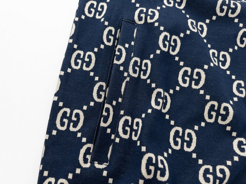 Front view of Gucci luxury clothing with logo-detail design