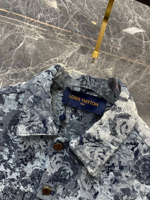 Full styled look of Louis Vuitton luxury clothing with logo-detail design