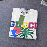 Back view of Gucci luxury clothing with signature branding