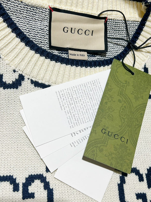 Full styled look of Gucci luxury clothing with relaxed-fit cut