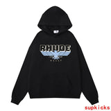Full styled look of Rhude luxury clothing with signature branding