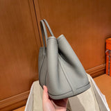 Side view of sophisticated structured handbag