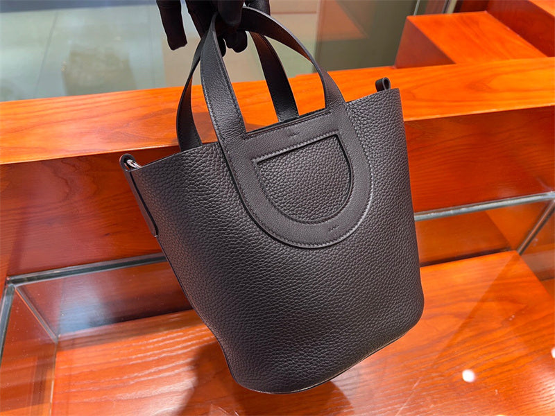 Side view of sophisticated structured handbag