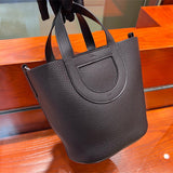 Side view of sophisticated structured handbag