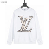 Front view of Louis Vuitton luxury clothing with label-forward styling