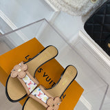 Louis Vuitton Beige Bow-Detail Flats - Side Profile View