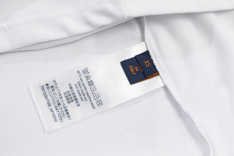 Close-up detail shot of Louis Vuitton cotton t-shirt with contemporary cut