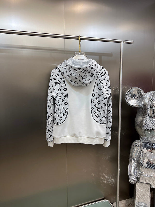 Side profile of Louis Vuitton luxury clothing with label-forward styling
