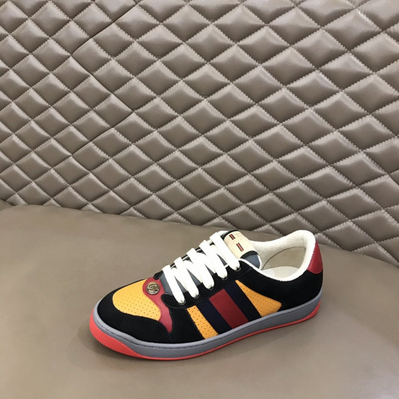 Gucci crisp white luxury sneakers view 6 retro runner design