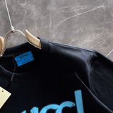 Close-up detail shot of Gucci luxury clothing with monogram-inspired silhouette
