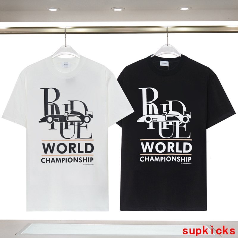 Back view of Rhude luxury clothing with everyday silhouette