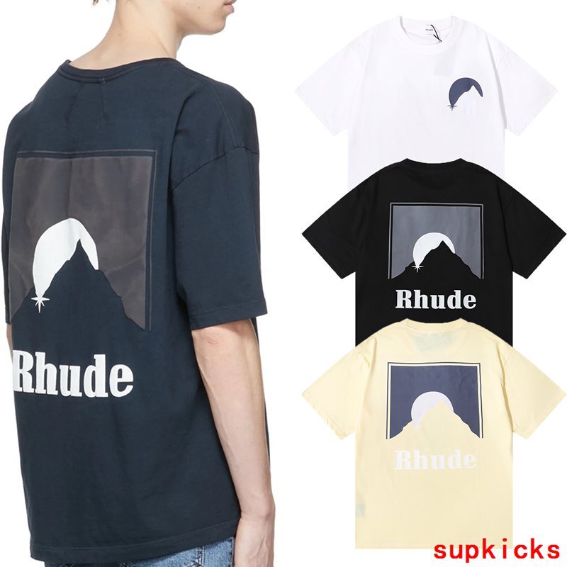 Front view of Rhude luxury clothing with contemporary cut