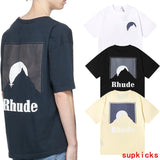 Front view of Rhude luxury clothing with contemporary cut