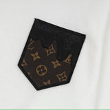 Back view of Louis Vuitton luxury clothing with signature branding