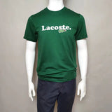 Close-up detail shot of Lacoste luxury clothing with signature branding