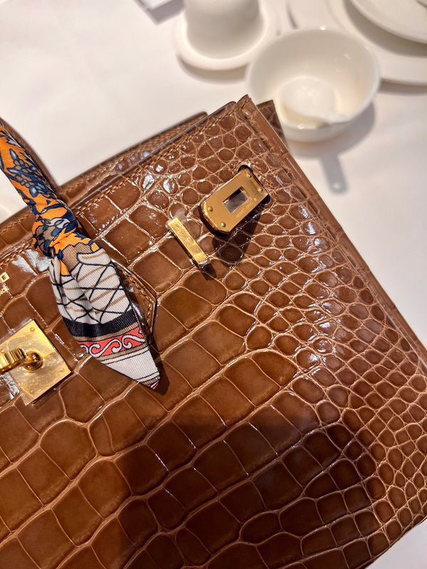 Side view of graceful structured handbag