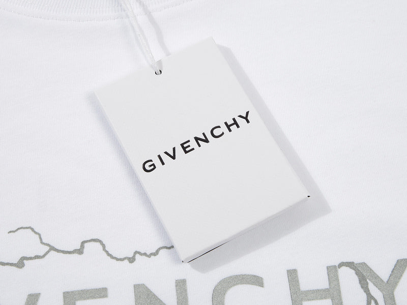 Flat lay presentation of Givenchy luxury clothing with monogram-inspired silhouette