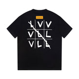 Close-up detail shot of Louis Vuitton cotton t-shirt with monogram-inspired silhouette