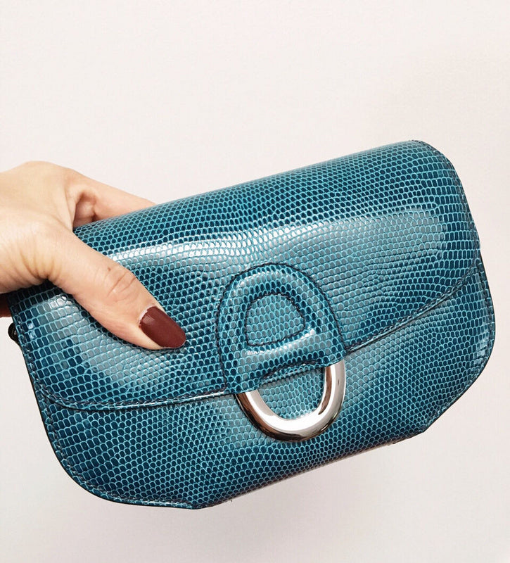 Side view of balanced structured handbag