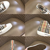 Burberry Red Ankle Strap Heels - Side Profile View