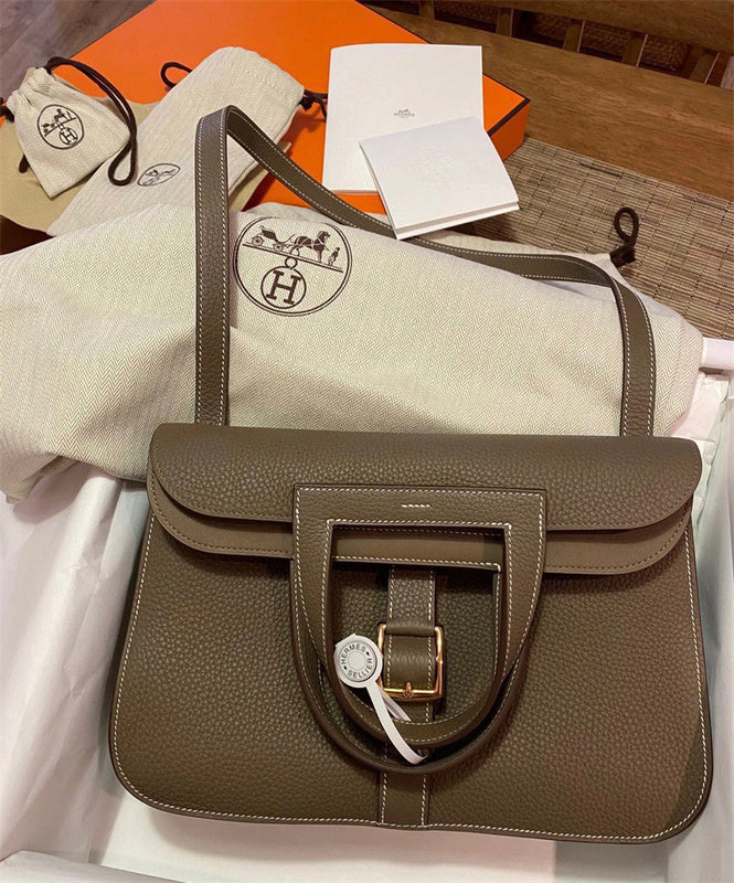Side view of chic structured handbag