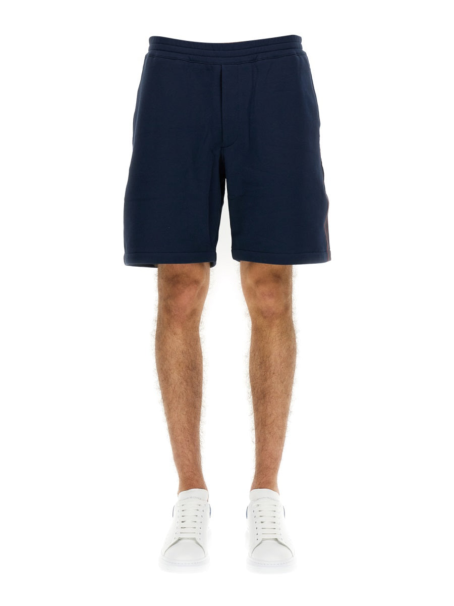 Alexander McQueen Shorts? Alexander Mcqueen Men Bermuda Shorts With Selvedge Logo Band Premium Designer Casual Shorts
