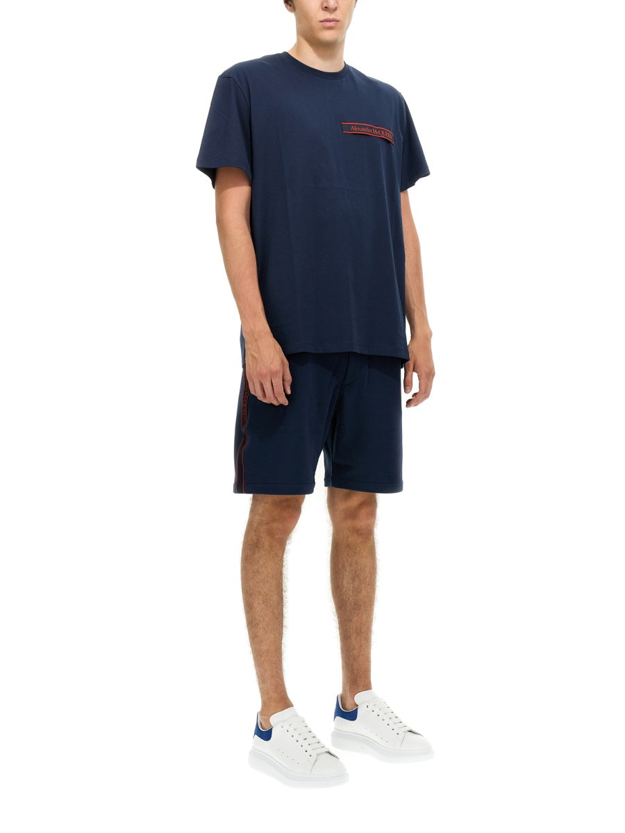 Alexander McQueen Shorts? Alexander Mcqueen Men Bermuda Shorts With Selvedge Logo Band Premium Designer Casual Shorts