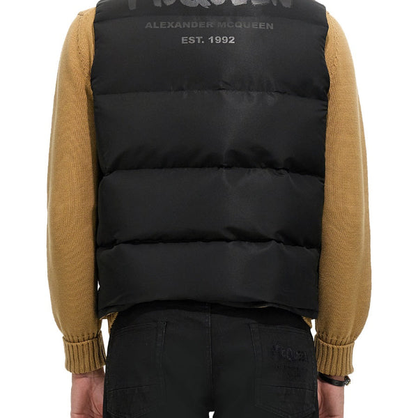 Alexander McQueen Vests? Alexander Mcqueen Men Graffiti Logo Print Down Vest Luxury Casual Designer Gilet