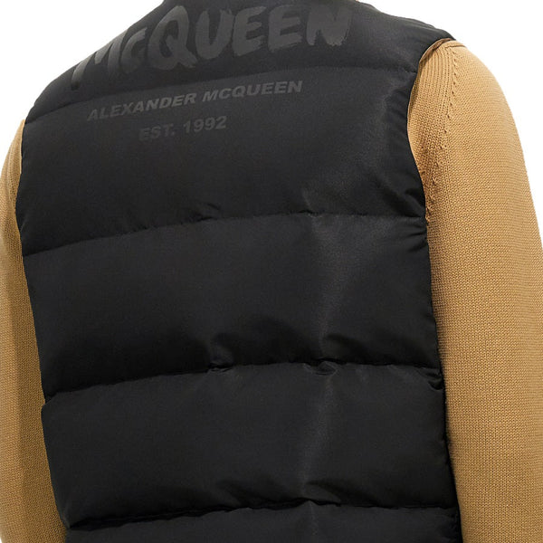 Alexander McQueen Vests? Alexander Mcqueen Men Graffiti Logo Print Down Vest Luxury Casual Designer Gilet