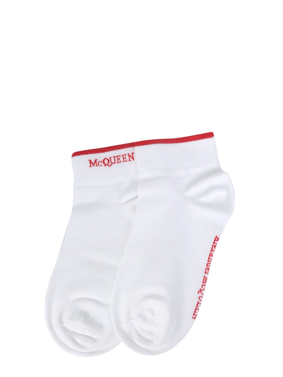 Alexander McQueen Socks- Alexander Mcqueen Women Sock With Logo Premium Designer Cotton Socks