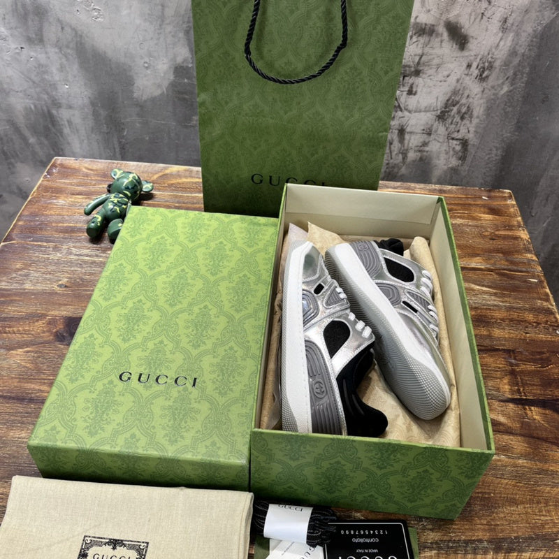 Gucci tonal black luxury sneakers view 9 padded collar comfort