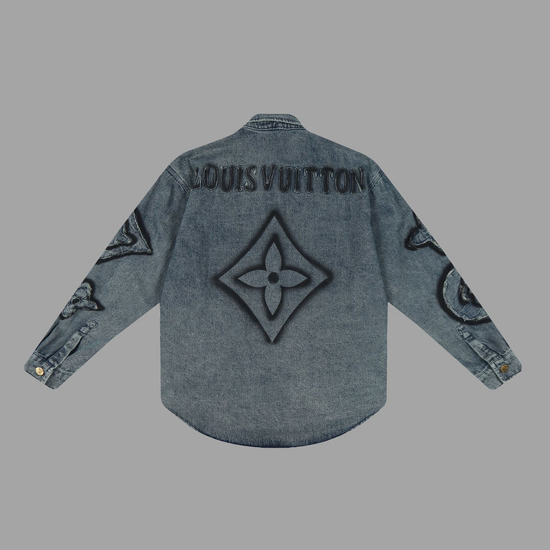 Close-up detail shot of Louis Vuitton luxury clothing with everyday silhouette