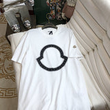 Front view of Moncler luxury clothing with monogram-inspired silhouette