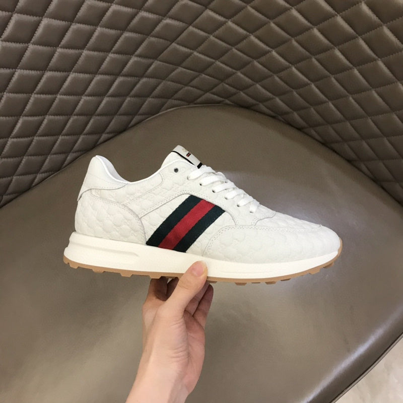 Gucci soft grey luxury sneakers view 5 bold athletic profile