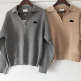 Back view of Lacoste luxury clothing with monogram-inspired silhouette