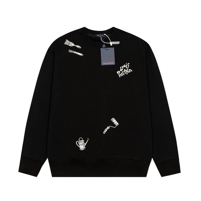 Side profile of Louis Vuitton luxury clothing with signature branding