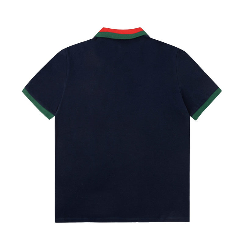 Close-up detail shot of Polo cotton polo shirt with logo-detail design