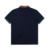 Close-up detail shot of Polo cotton polo shirt with logo-detail design