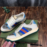 Gucci neutral cream luxury sneakers view 4 breathable knit upper