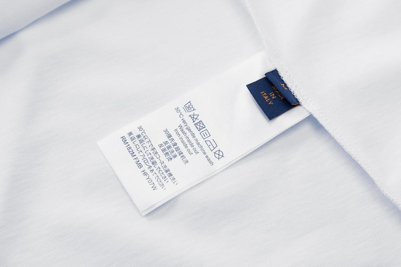 Close-up detail shot of Louis Vuitton cotton t-shirt with relaxed-fit cut
