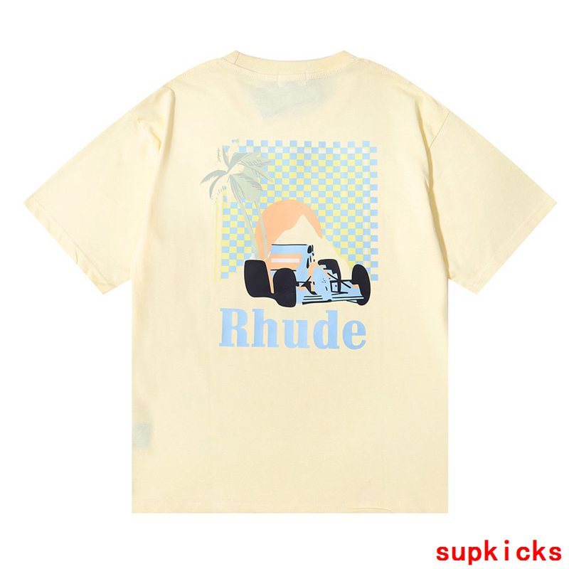 Front view of Rhude luxury clothing with runway-inspired design