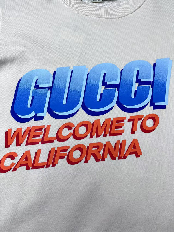 Back view of Gucci luxury clothing with signature branding