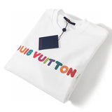 Front view of Louis Vuitton luxury clothing with signature branding