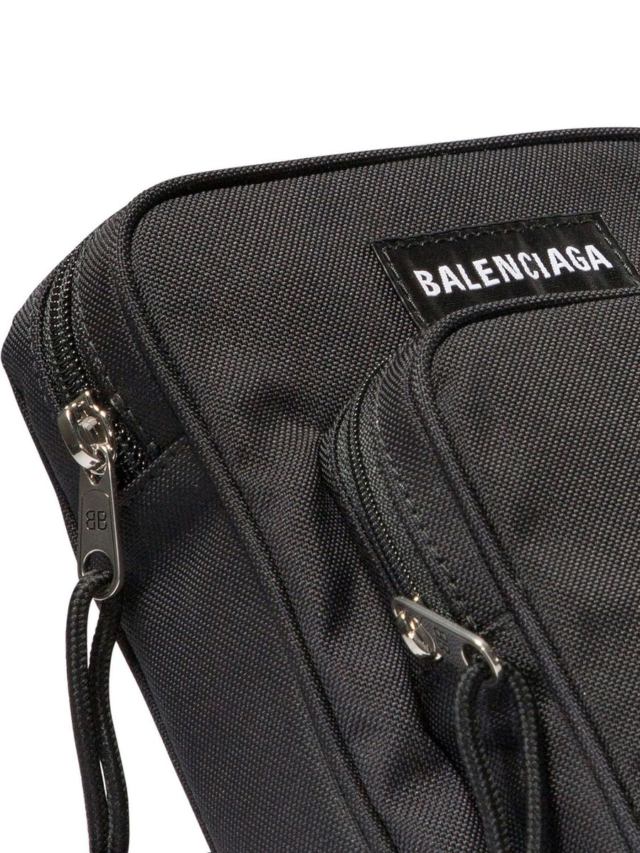 Close-up of Balenciaga crossbody hardware and fine stitching
