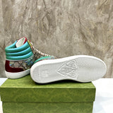 Side profile of Gucci neutral cream sneakers minimalist modern build