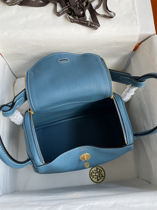 Side view of polished structured handbag