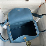 Side view of polished structured handbag