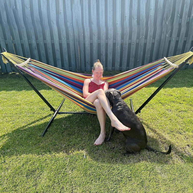 Double Hammock with Stand Included 450Lb Capacity Steel Stand