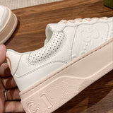 Gucci neutral cream luxury sneakers view 4 breathable knit upper